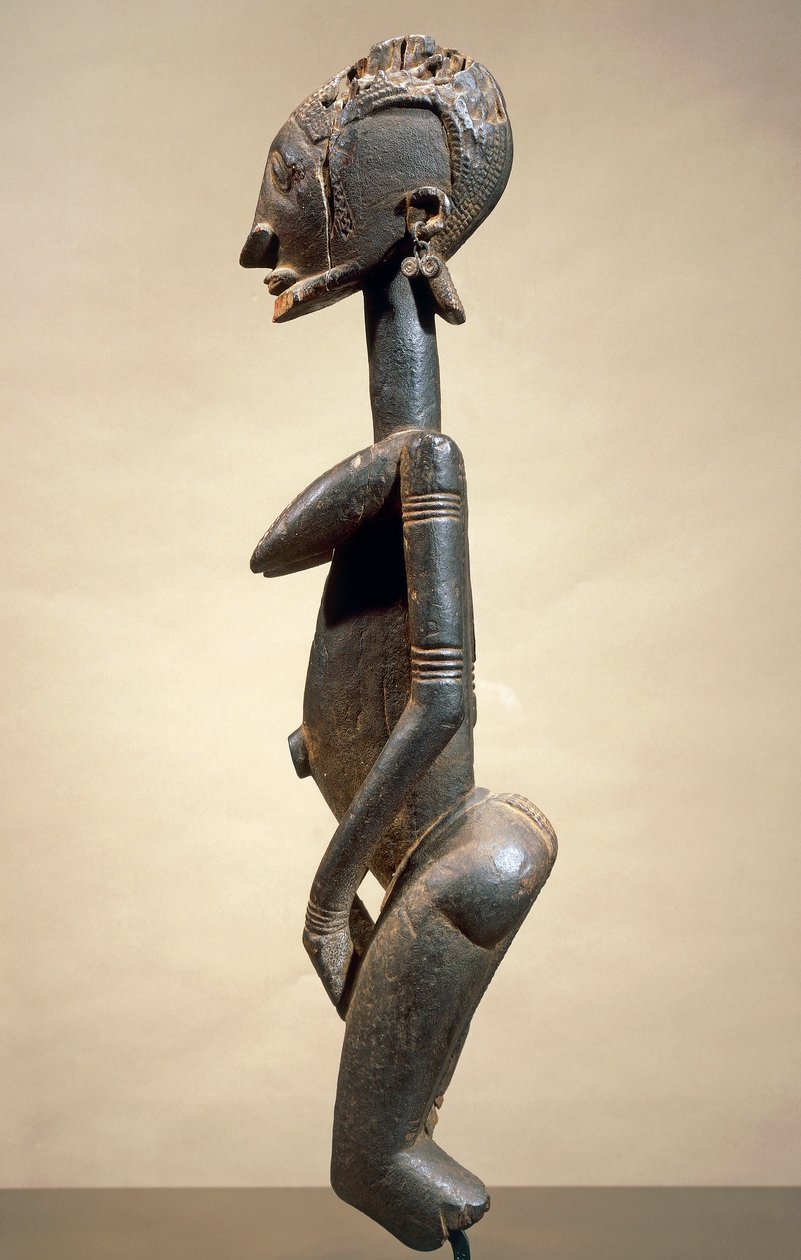 Scultura in legno e metallo, del Maestro dagli occhi obliqui, altezza 59 cm, arte tribale Dogon Mali da School African