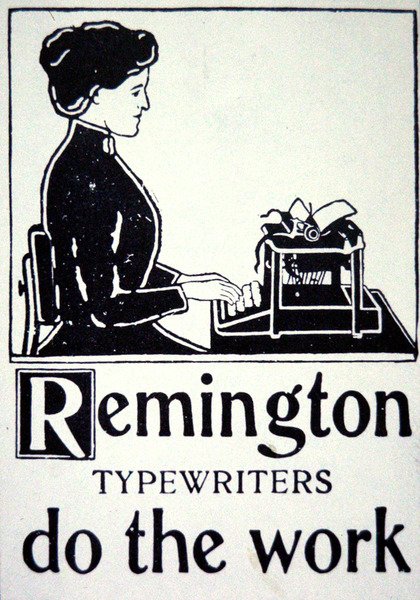 Pubblicità per macchine da scrivere Remington da School American