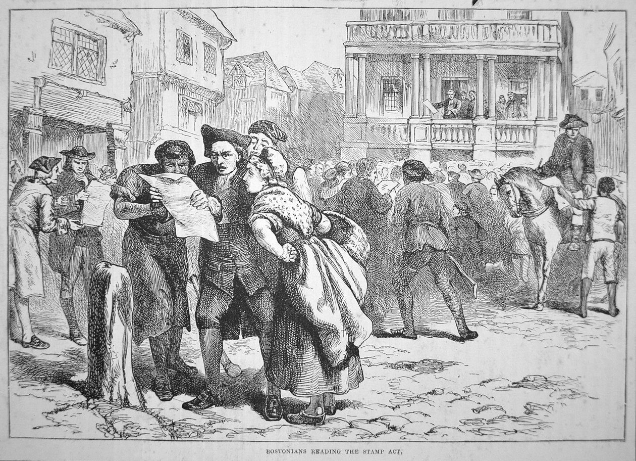 I bostoniani leggono lo Stamp Act da School American