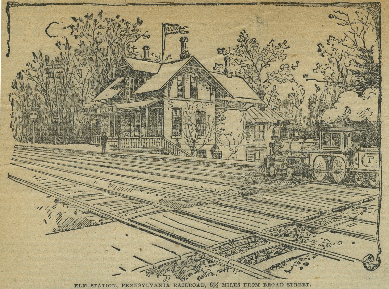 Stazione di Elm, West Philadelphia, Pennsylvania Railroad, USA da School American
