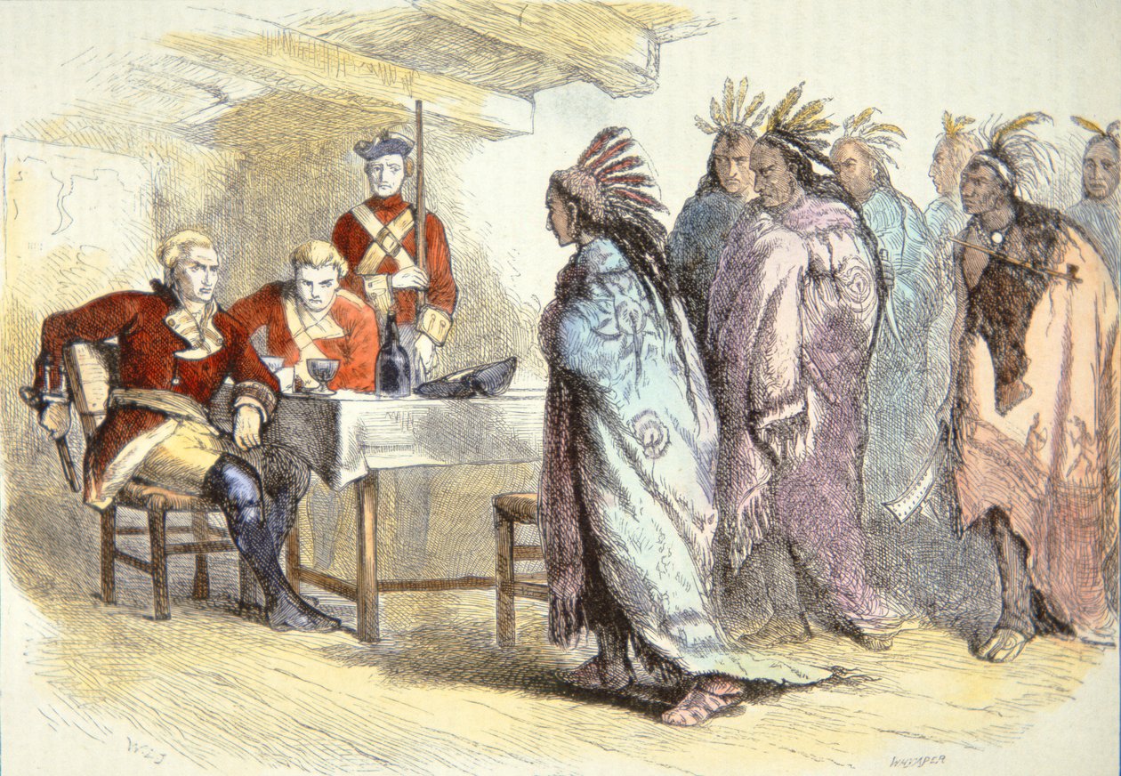 Pontiac visita il maggiore Gladwin a Fort Detroit nel 1763 da School American