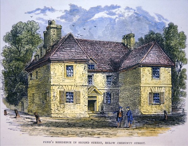 Residenza di William Penn in Second Street, sotto Chestnut Street, Filadelfia da School American