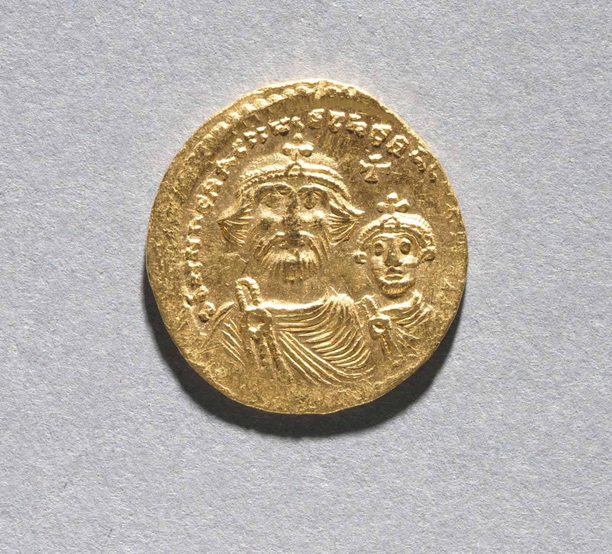Solidus con Eraclio e suo figlio Eraclio Costantino (dritto), c.616-625 da School Byzantine