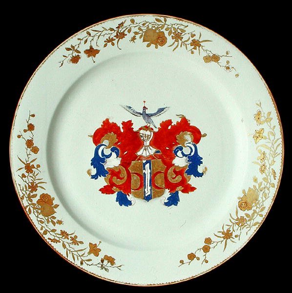 Un piatto di porcellana cinese Imari con le armi di Valckenier di Amsterdam, c.1750 da School Chinese