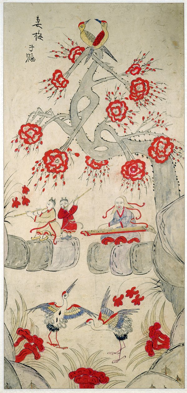 Pannello di un paravento a otto pieghe raffigurante storie famose della Cina (pigmenti naturali su carta) da School Chinese