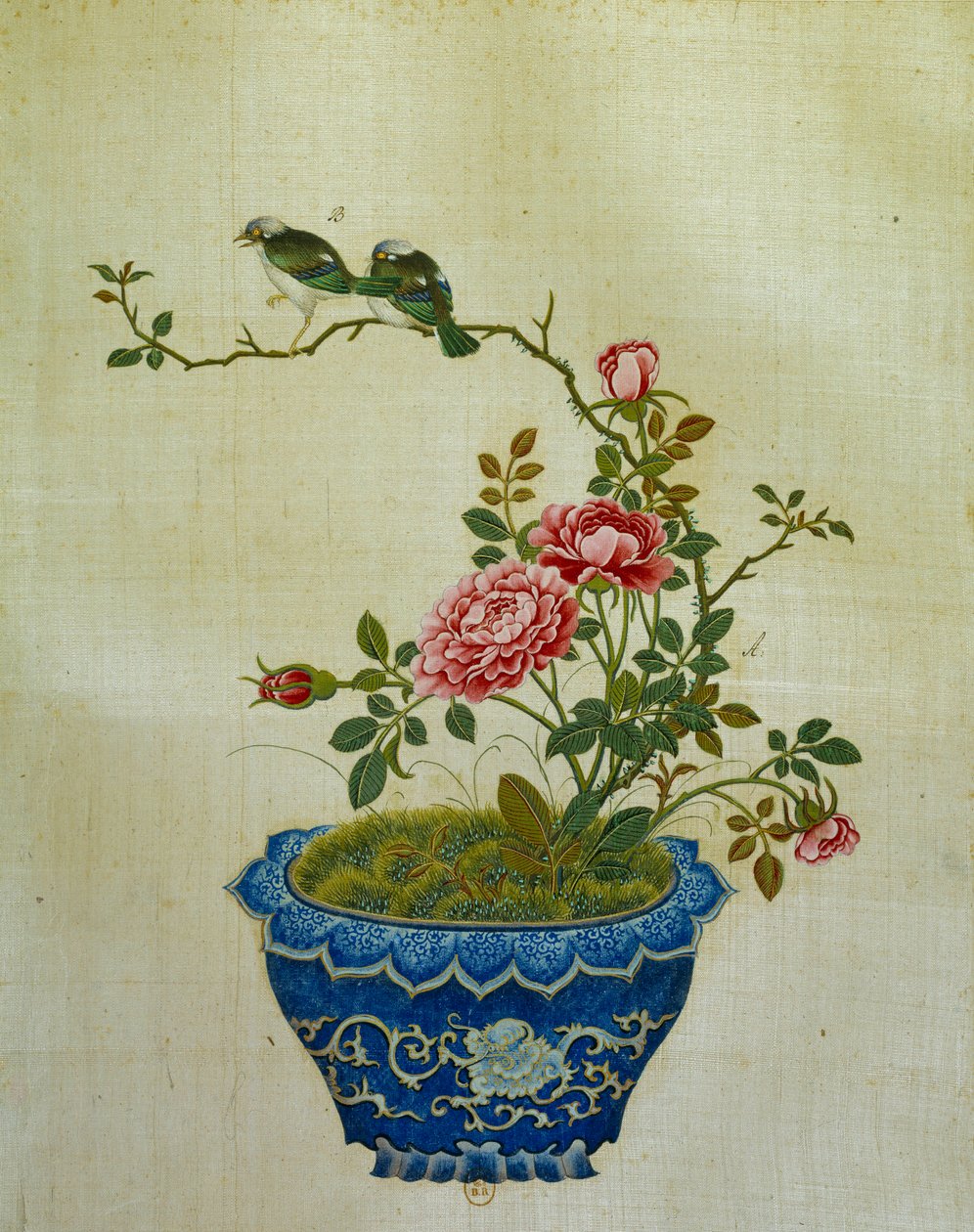 Arte cinese: pittura su seta di fiori e uccelli. Anonimo da School Chinese