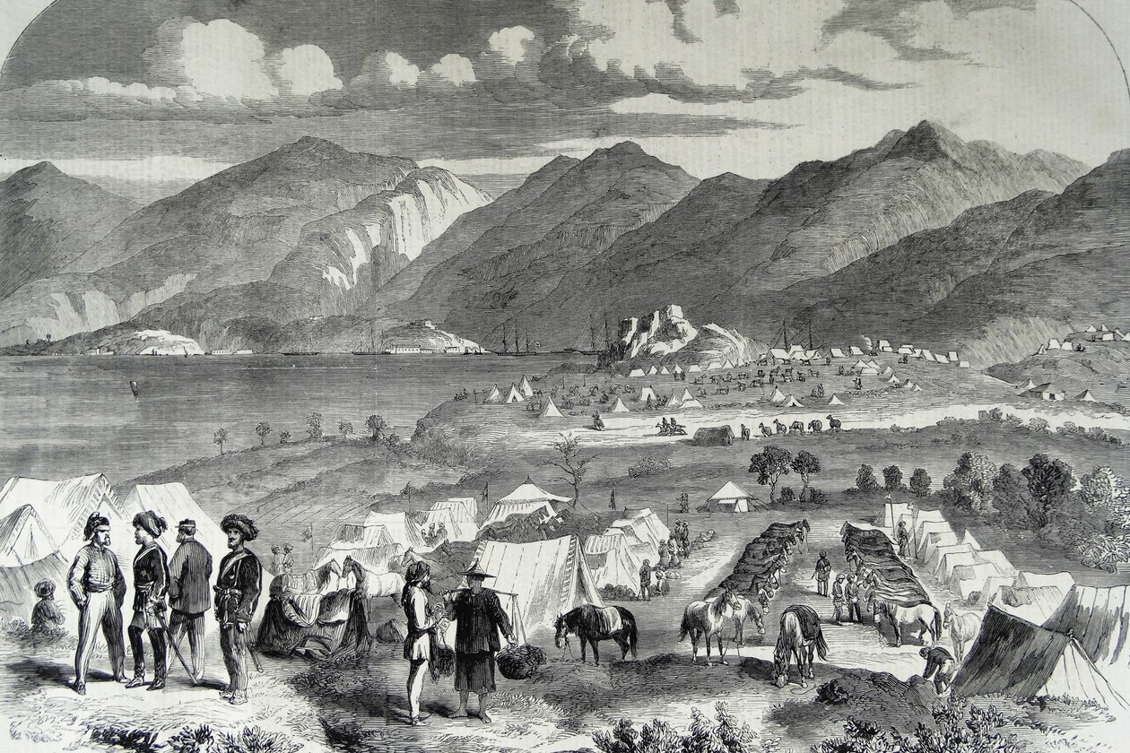 Campo della cavalleria Sikh a Cowloong da School Chinese