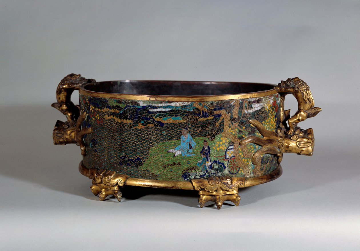 Arte cinese: vaso cache in smalto cloisonné. XVI secolo Parigi, arti decorative da School Chinese