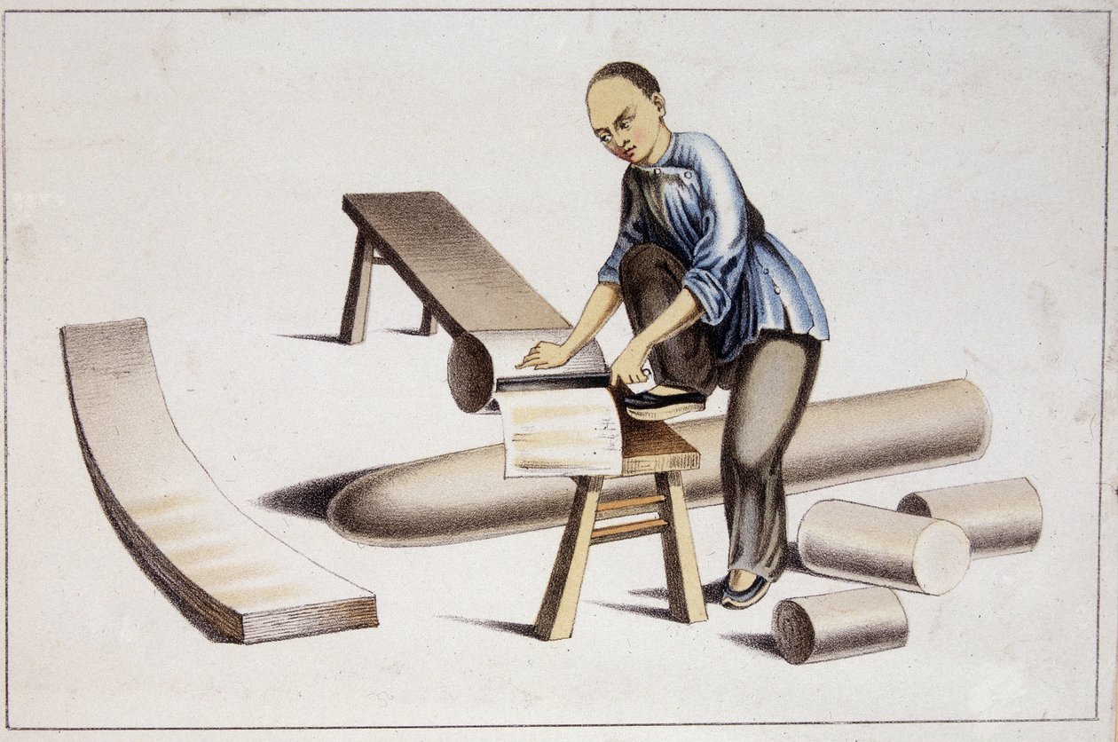 Come tagliare la sostanza della carta cinese (secondo un disegno cinese) - inizio XIX secolo da School Chinese