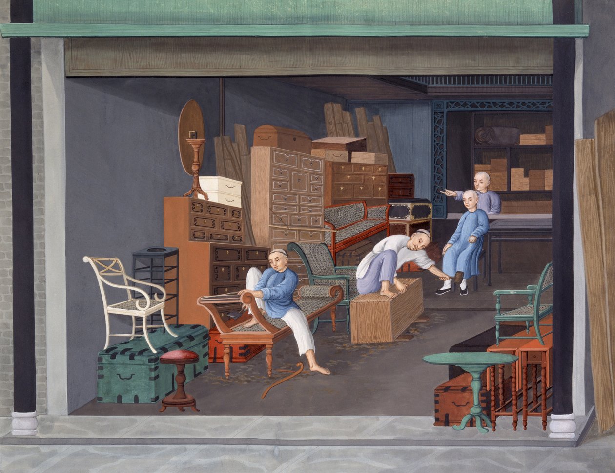 Realizzazione di un mobile europeo, 1825 circa (gouache su carta) da School Chinese