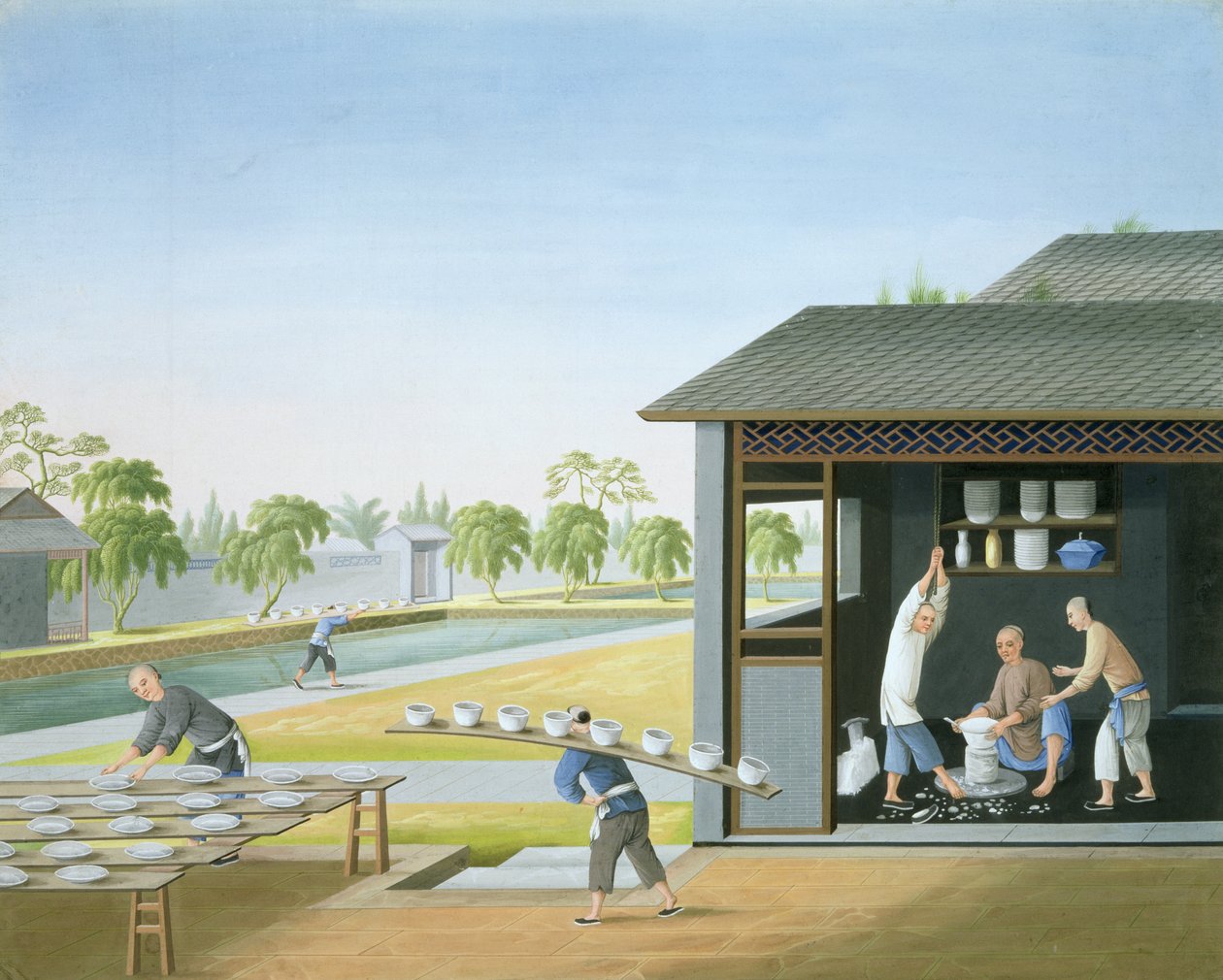 Fabbricazione di porcellana, Cina, 1820 circa (gouache su carta) da School Chinese