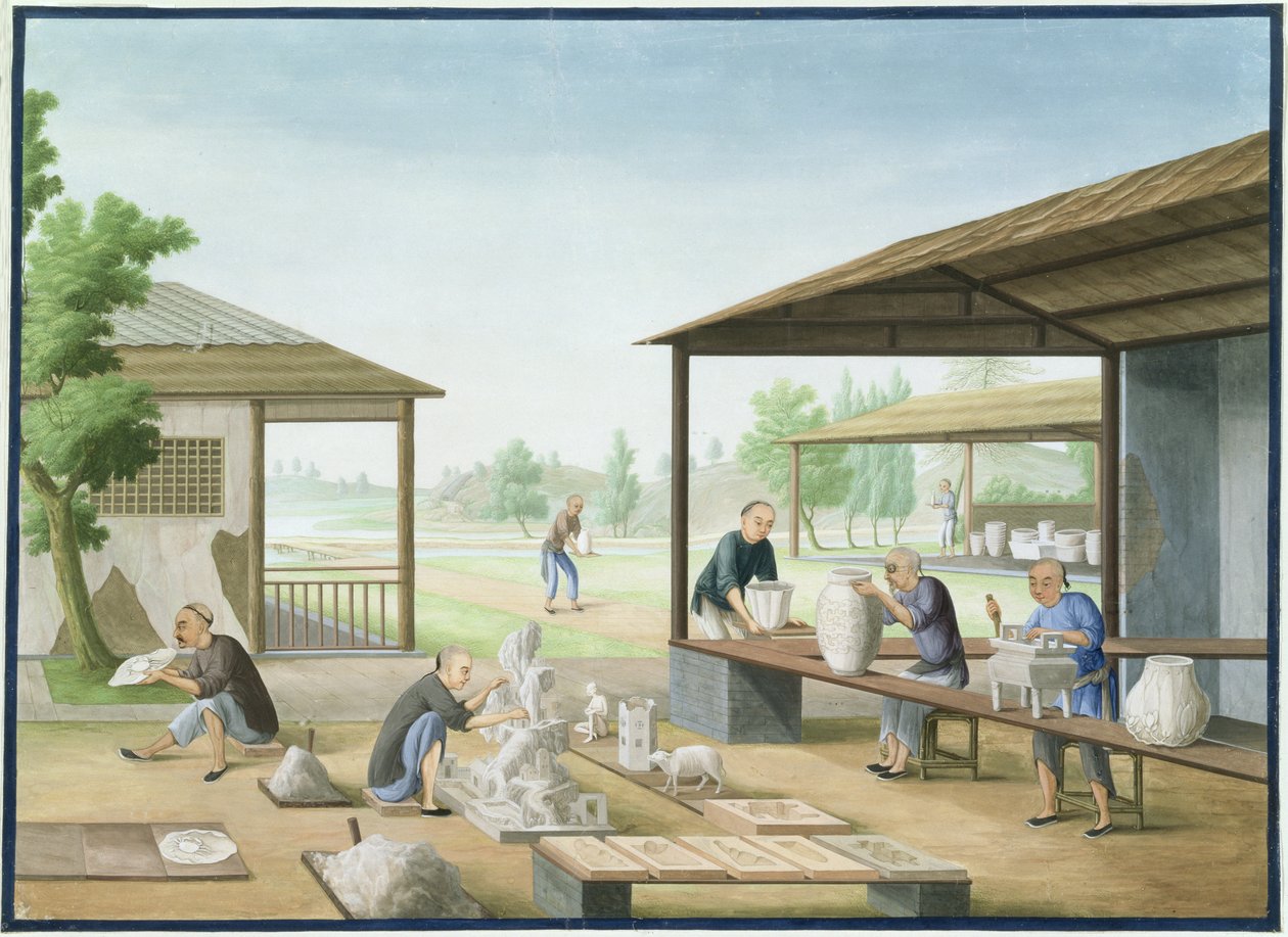 Fabbricazione di porcellana: Modellazione e stampaggio a mano (acquerello e gouache su carta) da School Chinese