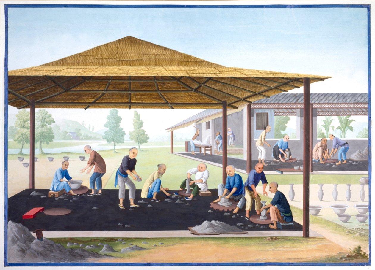 Vasi e ciotole da modellare, 1825 circa (guazzo su carta) da School Chinese