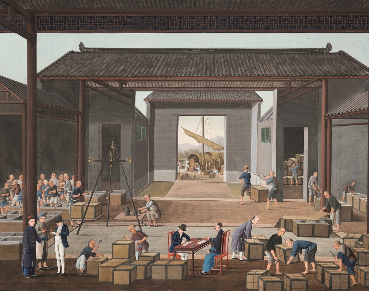 Produzione del tè, c. 1820 da School Chinese