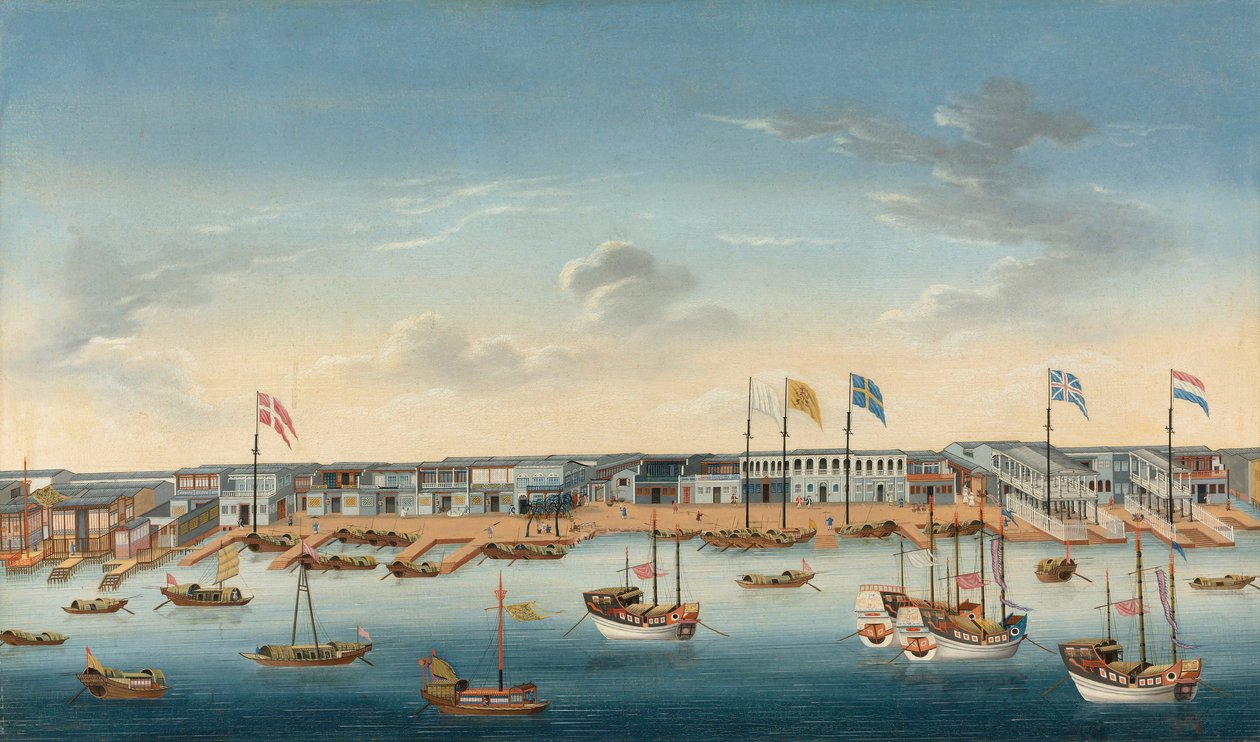 Gli Hongs a Canton, c.1780 da School Chinese