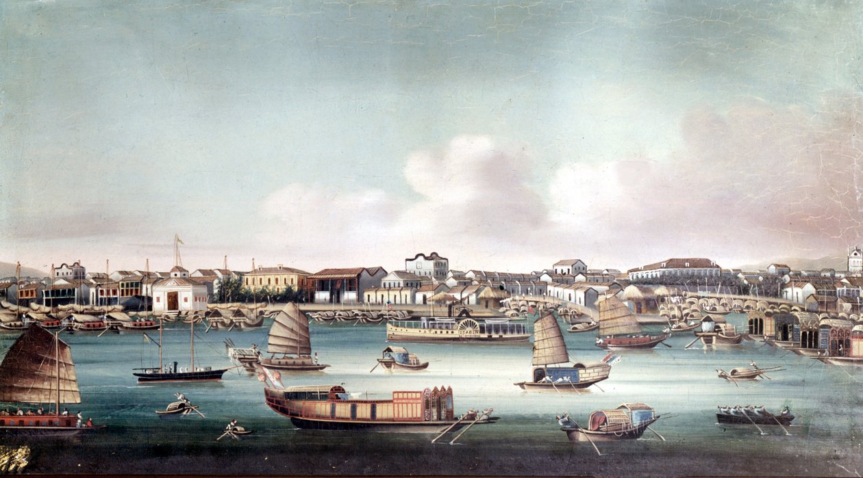 Il porto di Canton (Cina) intorno alla metà del XIX secolo. Dipinto cinese anonimo da School Chinese