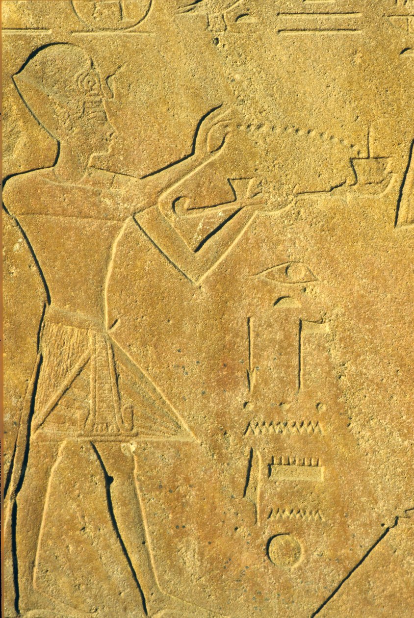 Antico Egitto, Scultura murale, Tempio di Karnak/Luxor, Hatshepsut offre incenso da School Egyptian