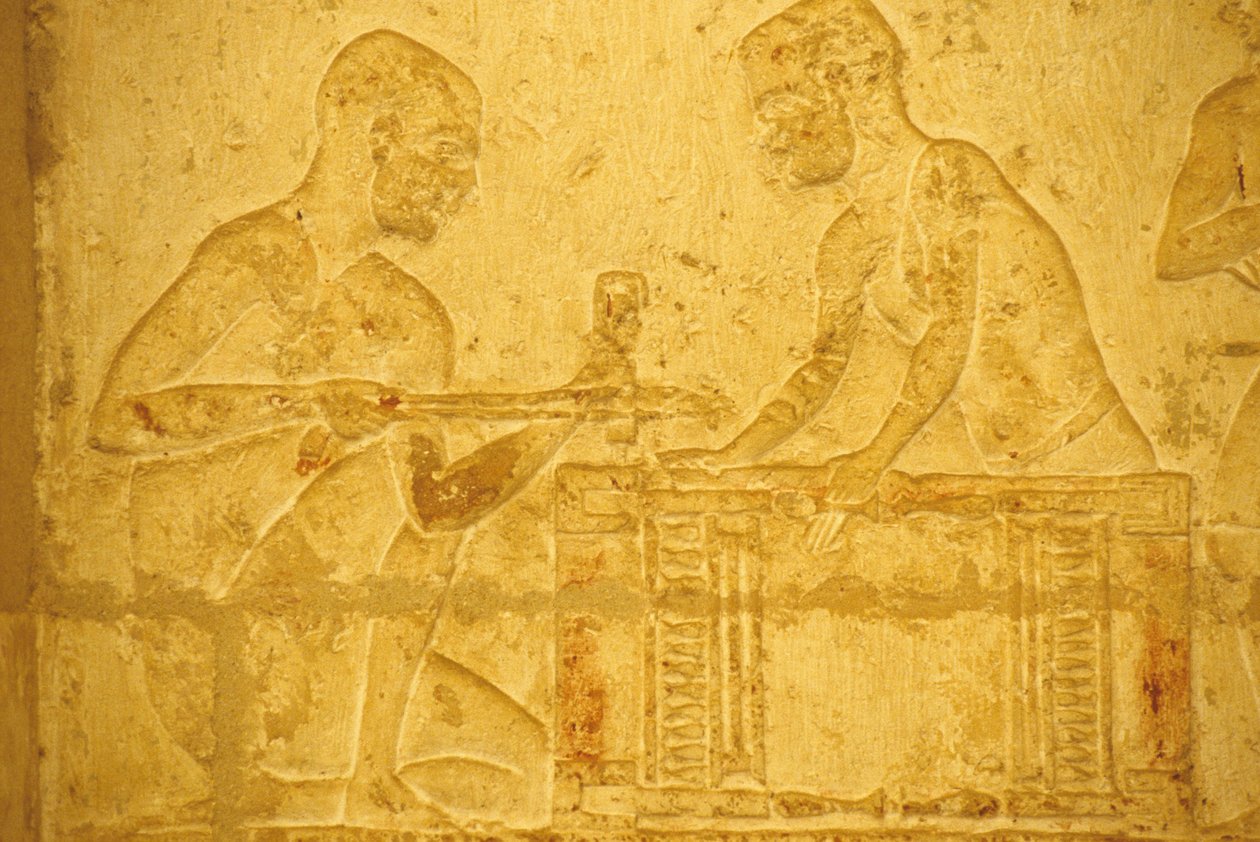 Antico Egitto, Pittura/Scultura murale, Tomba di Petosiris, Tuna el Gebel, 300 a.C., Falegnami al lavoro da School Egyptian