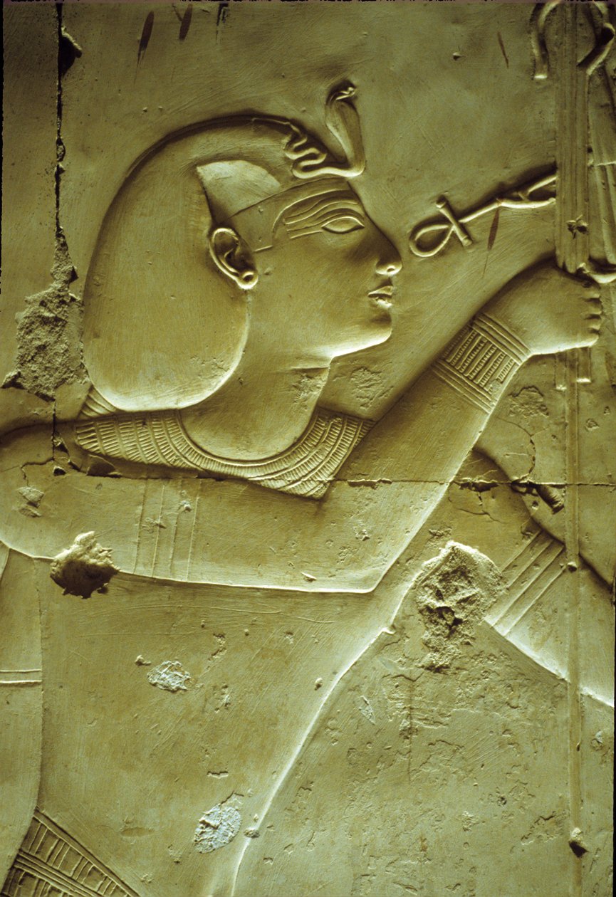 Antico Egitto, Pittura/scultura murale, Seti I riceve la vita, simboleggiata dall