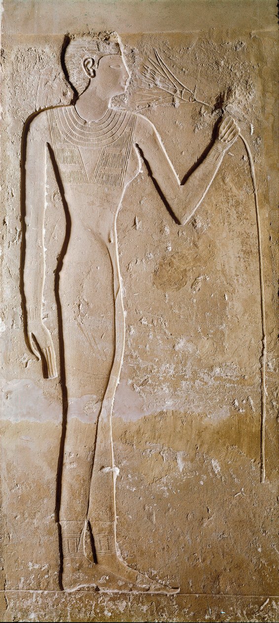 Antichità egizia: giovane donna con fiore di loto. Calcare. V dinastia, 2300 a.C. Dim. 145 cm Parigi, Museo del Louvre da School Egyptian