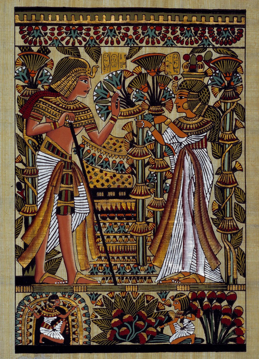 Antichità egizia: offerta al faraone. Papiro, Nuovo Impero da School Egyptian