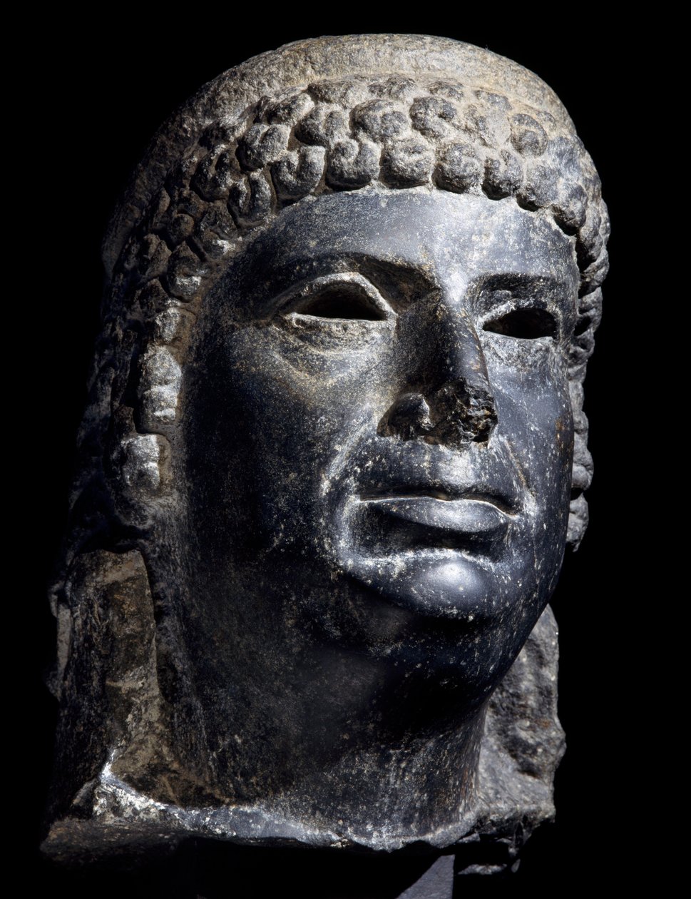 Testa di Cleopatra III, scultura in basalto. Civiltà egizia, Periodo Tolemaico, II secolo a.C. da School Egyptian