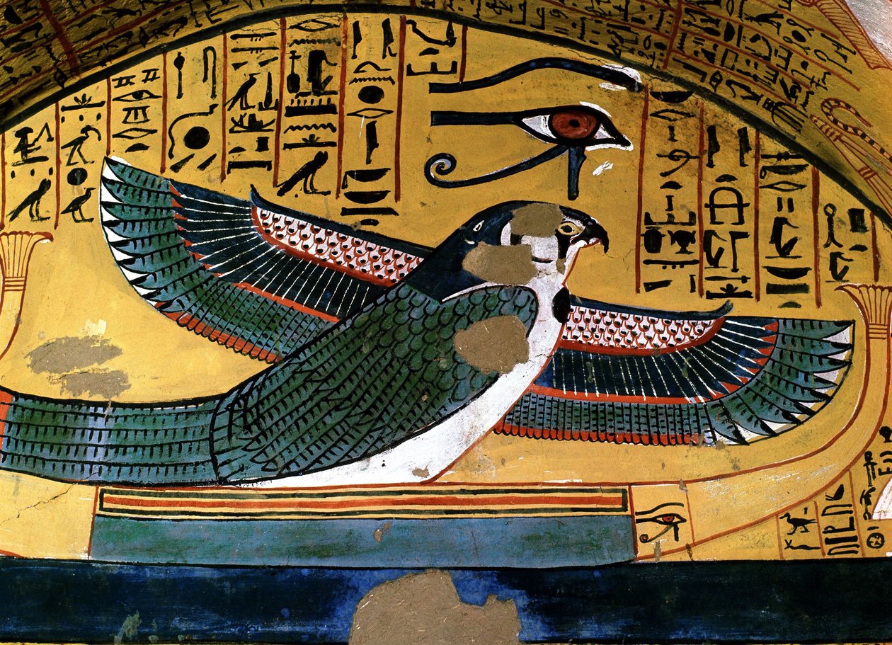 Luxor - Tebe: riva sinistra del Nilo. Deir el Medineh: necropoli degli artigiani. Tomba di Sennedjem. XVIII dinastia. rappresentazione del Dio Horus da School Egyptian