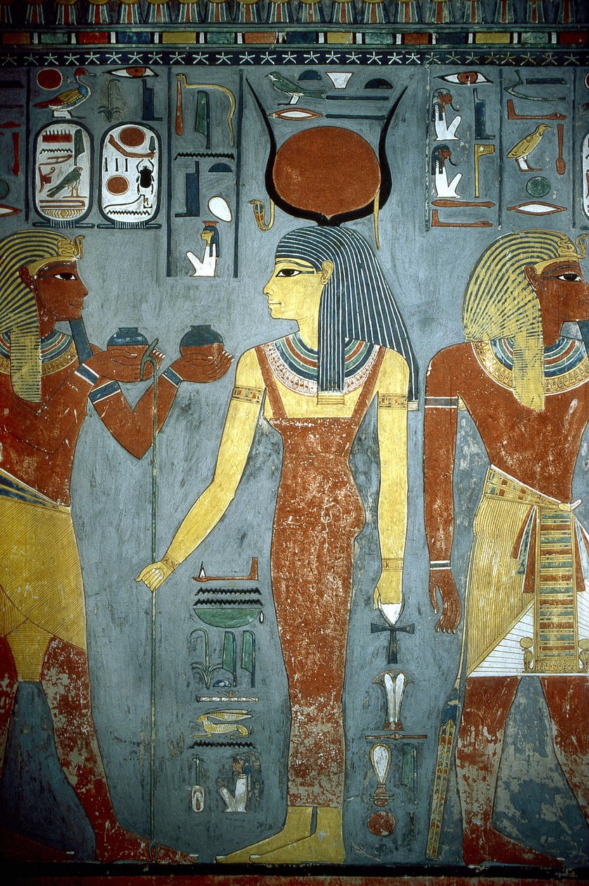 Luxor, Tebe: Valle dei Re, tomba di Horemheb (-1343 - -1314), faraone egiziano su cui appare la dea Iside da School Egyptian
