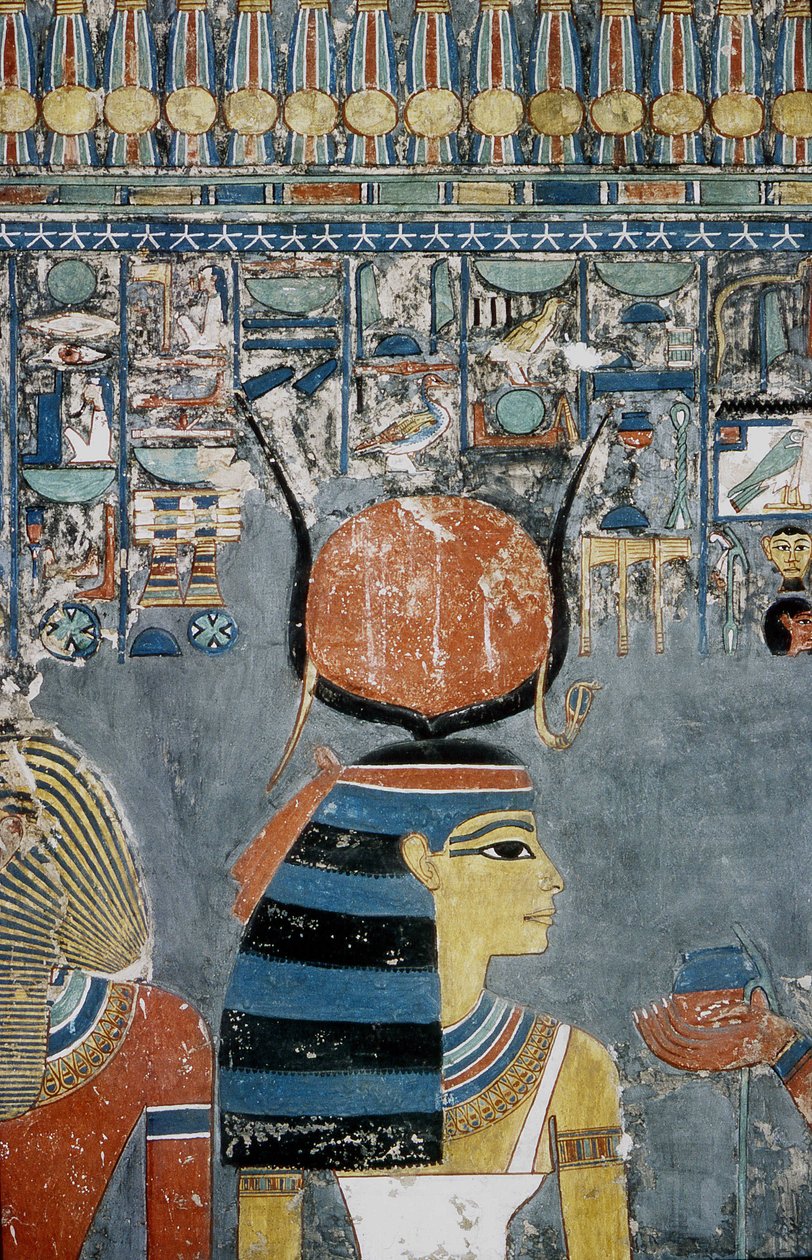 Luxor, Tebe: Valle dei Re, tomba di Horemheb, faraone egiziano su cui appare la dea Iside da School Egyptian