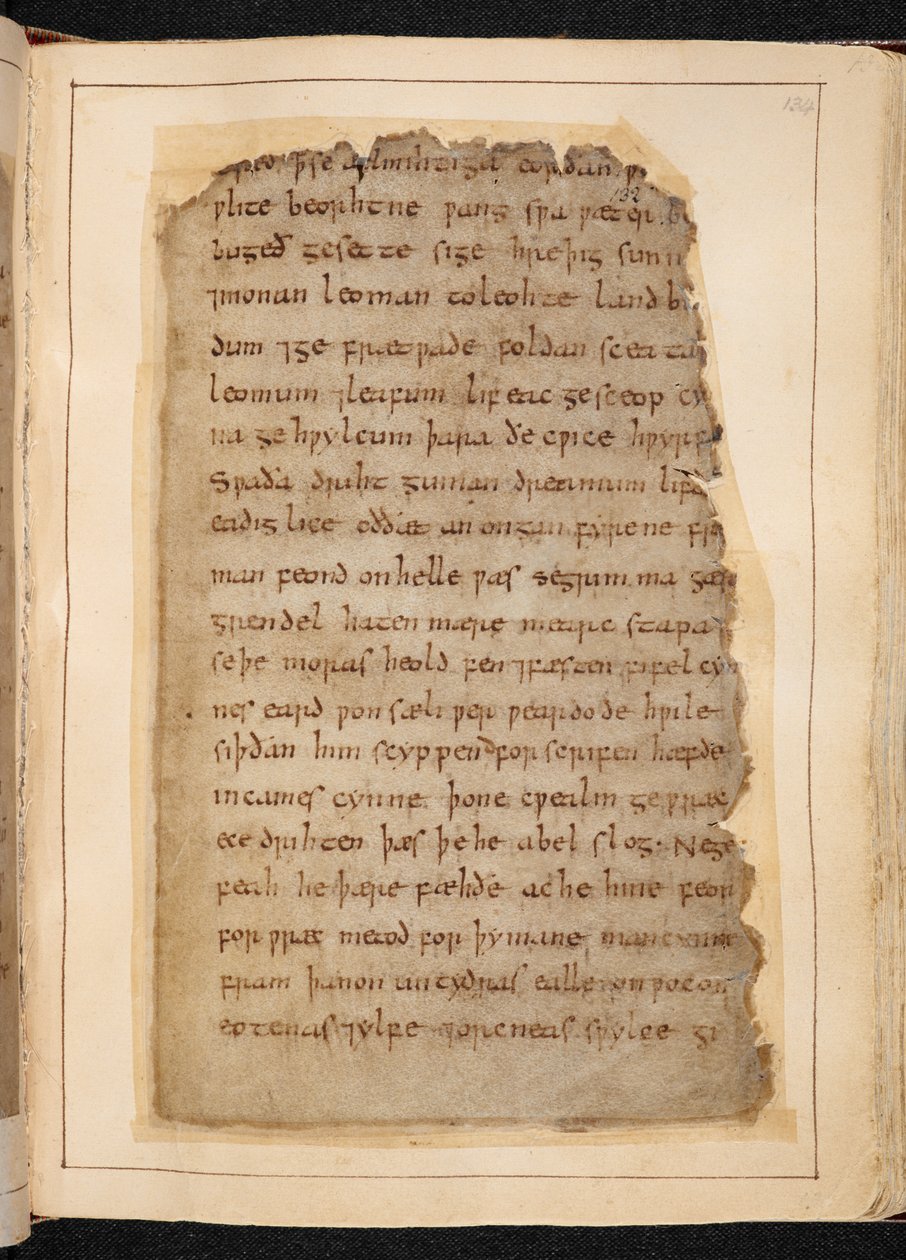 Una pagina di Beowulf dai fogli a volte chiamati 