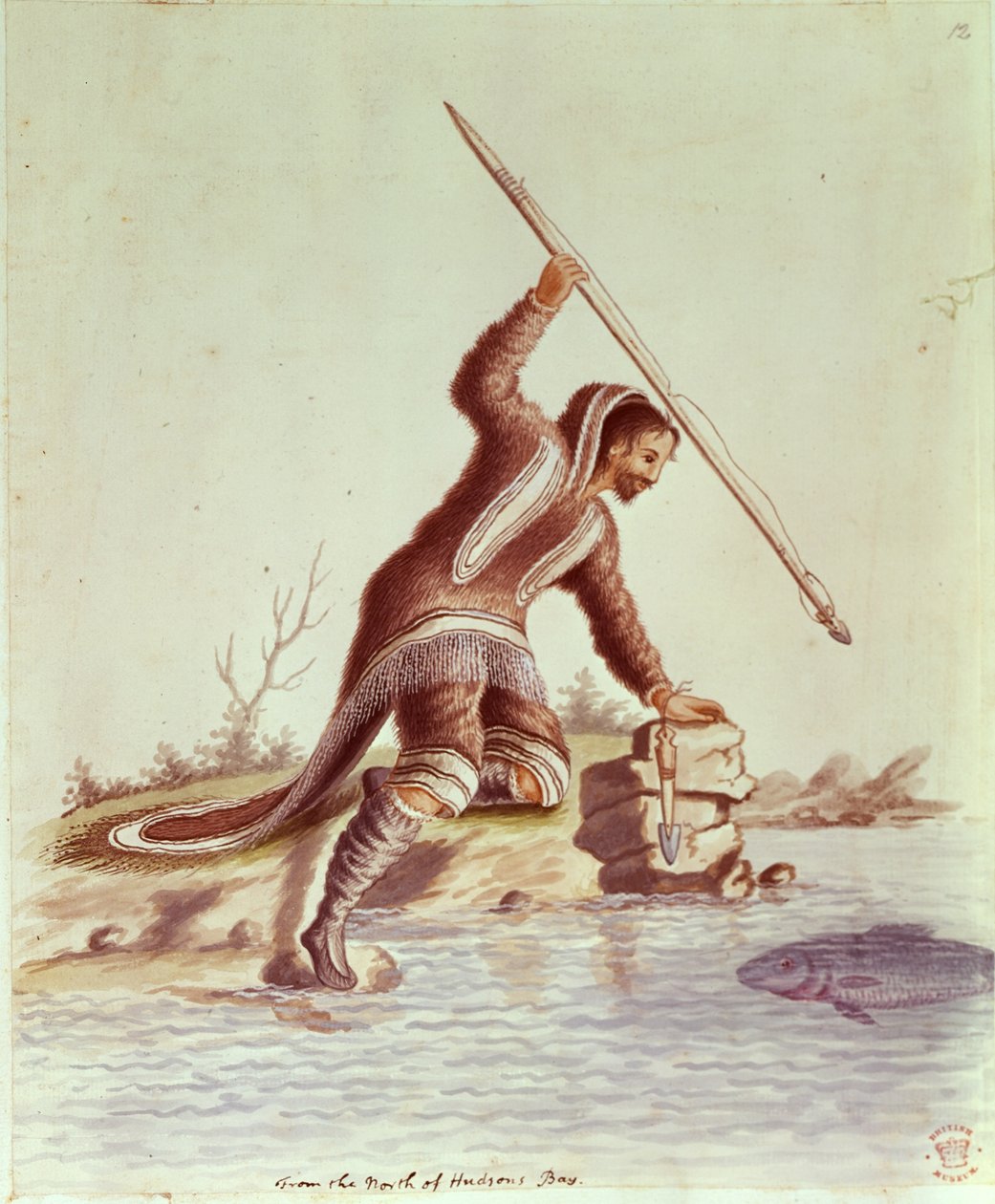 Inuit che pesca con la lancia da School English