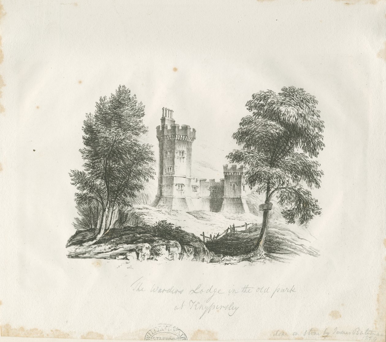 Biddulph - Alloggio dei guardiani a Knypersley Park: incisione da School English