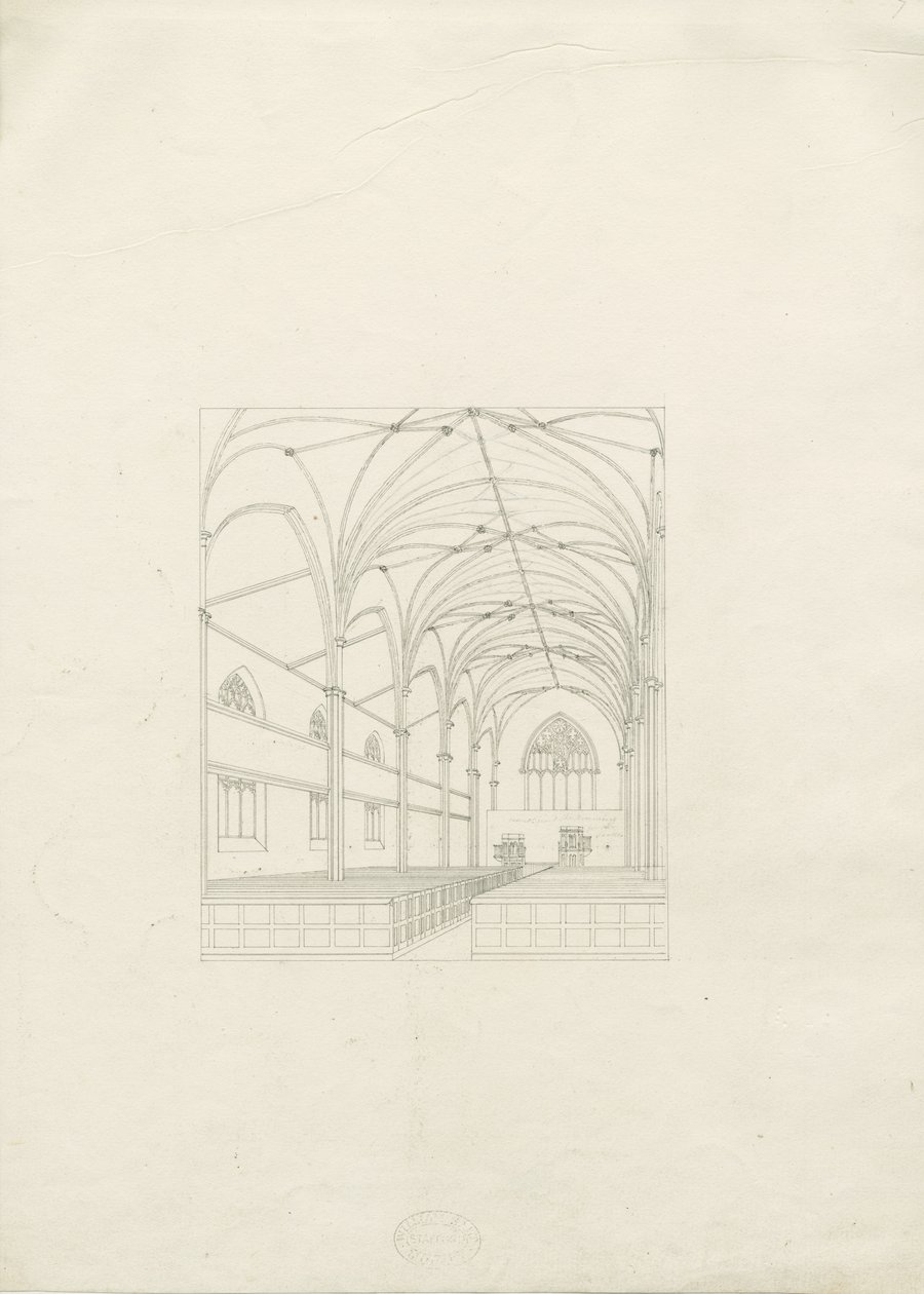 Burton-upon-Trent - Chiesa della Santissima Trinità (disegno, nd ?1820s) da School English
