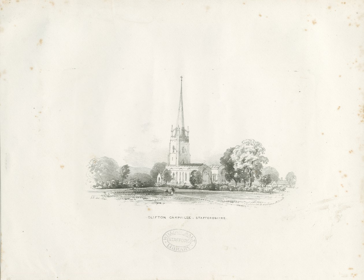 Chiesa di Clifton Campville (litografia) da School English
