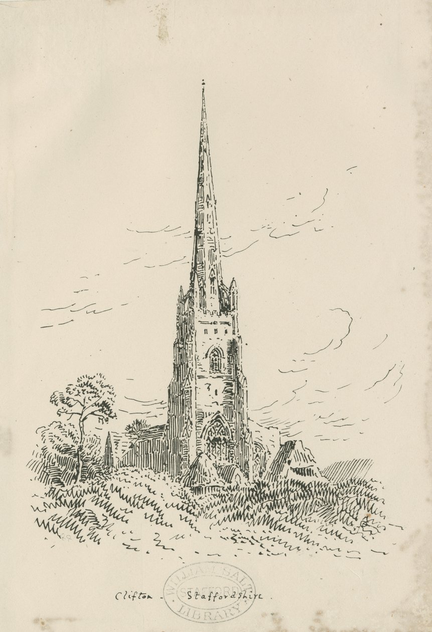 Chiesa di Clifton Campville: litografia, nd [?c 1870] da School English