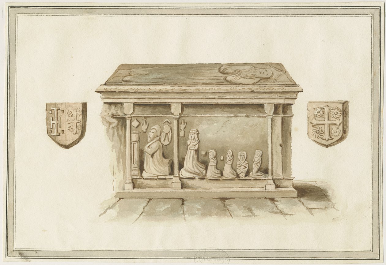 Chiesa di Eccleshall - Tomba del Vescovo Bentham (acquerello, nd 19° sec) da School English