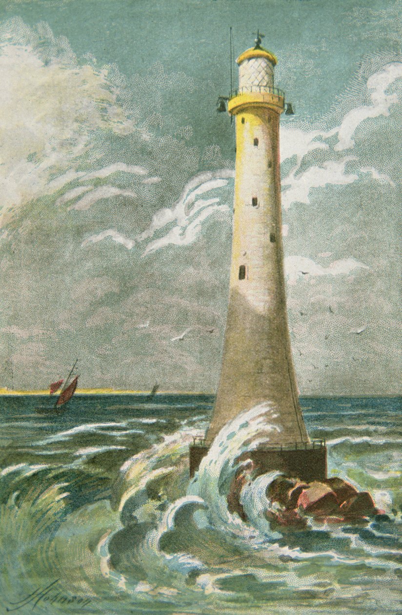 Faro di Eddystone al largo di Plymouth da School English