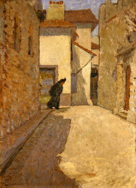 Figura in una strada di Dieppe da School English