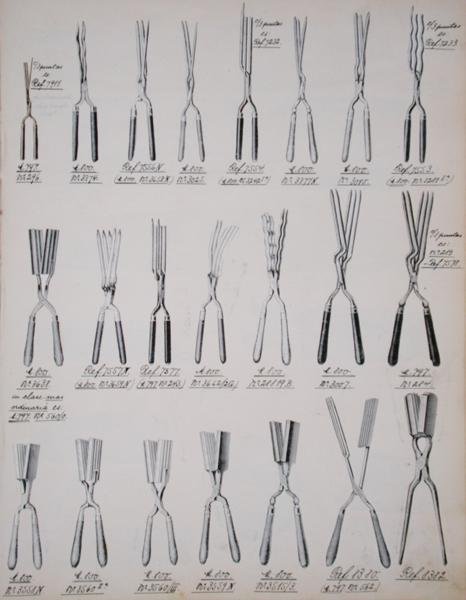 Pinze per arricciare i capelli, da un catalogo commerciale di beni domestici e accessori, c.1890-1910 da School English