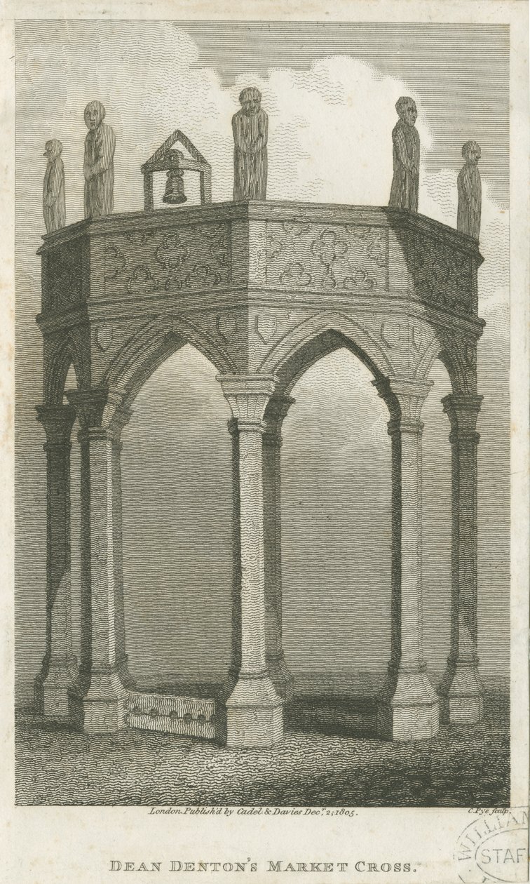 Lichfield - Piazza del Mercato: incisione, nd [c 1805] da School English