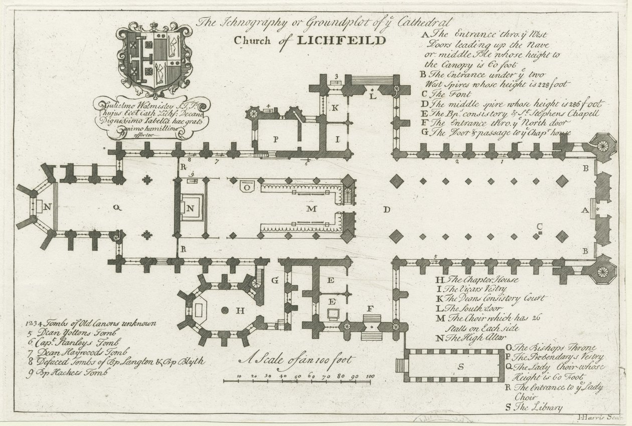 Cattedrale di Lichfield - Pianta del piano da School English