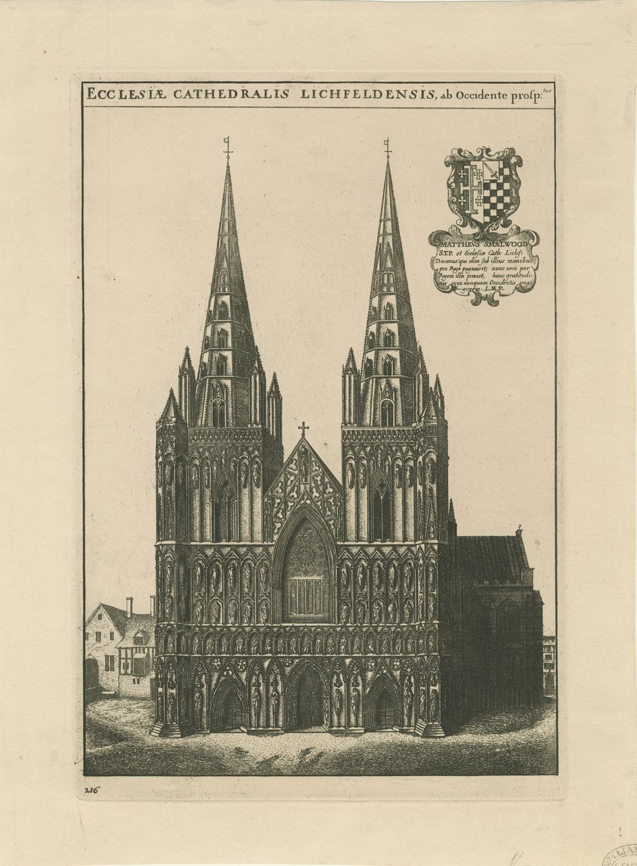 Cattedrale di Lichfield - Facciata Ovest (incisione) da School English