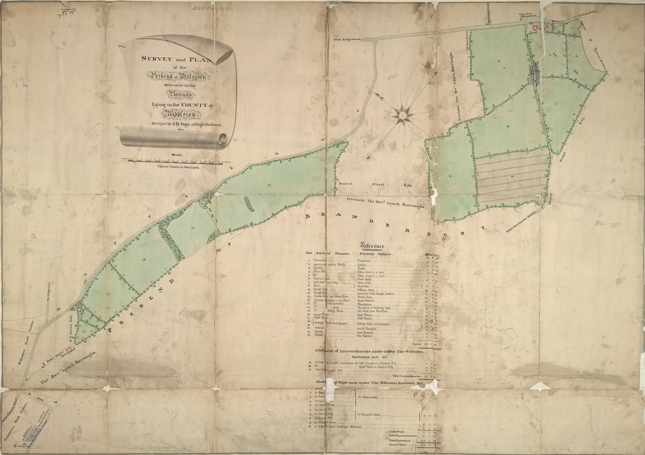 Mappa di Willesden, Londra (litografia) da School English