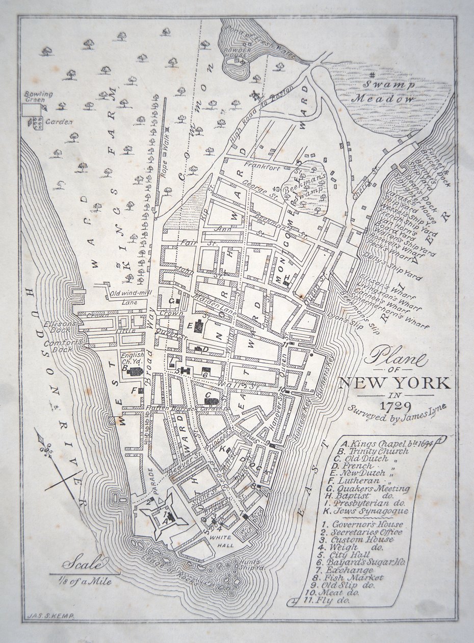 Piano di New York nel 1729 da School English