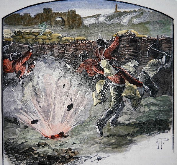 Le posizioni britanniche sotto il fuoco dei cannoni dalla città durante l