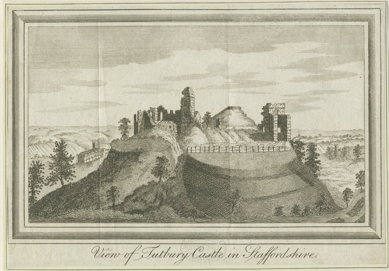 Castello di Tutbury - Vista Est (incisione) da School English