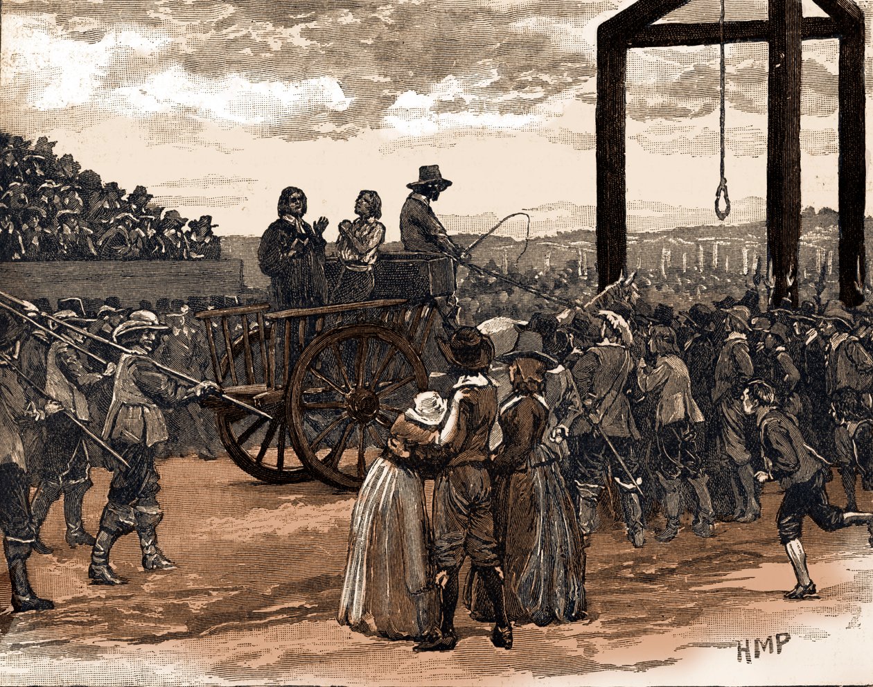 Tyburn durante il regno di Re Carlo I (stampa) da School English
