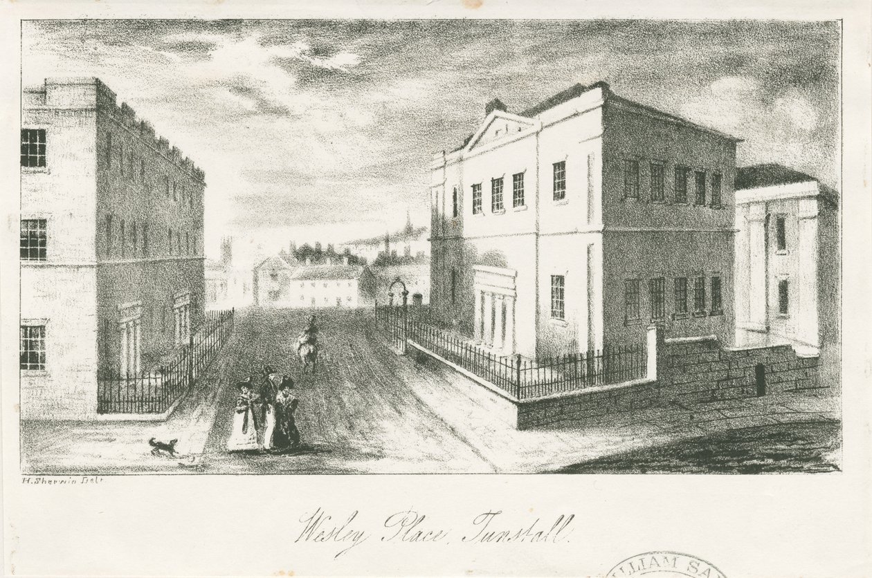 Wesley Place, Tunstall, Wolstanton (litografia) da School English