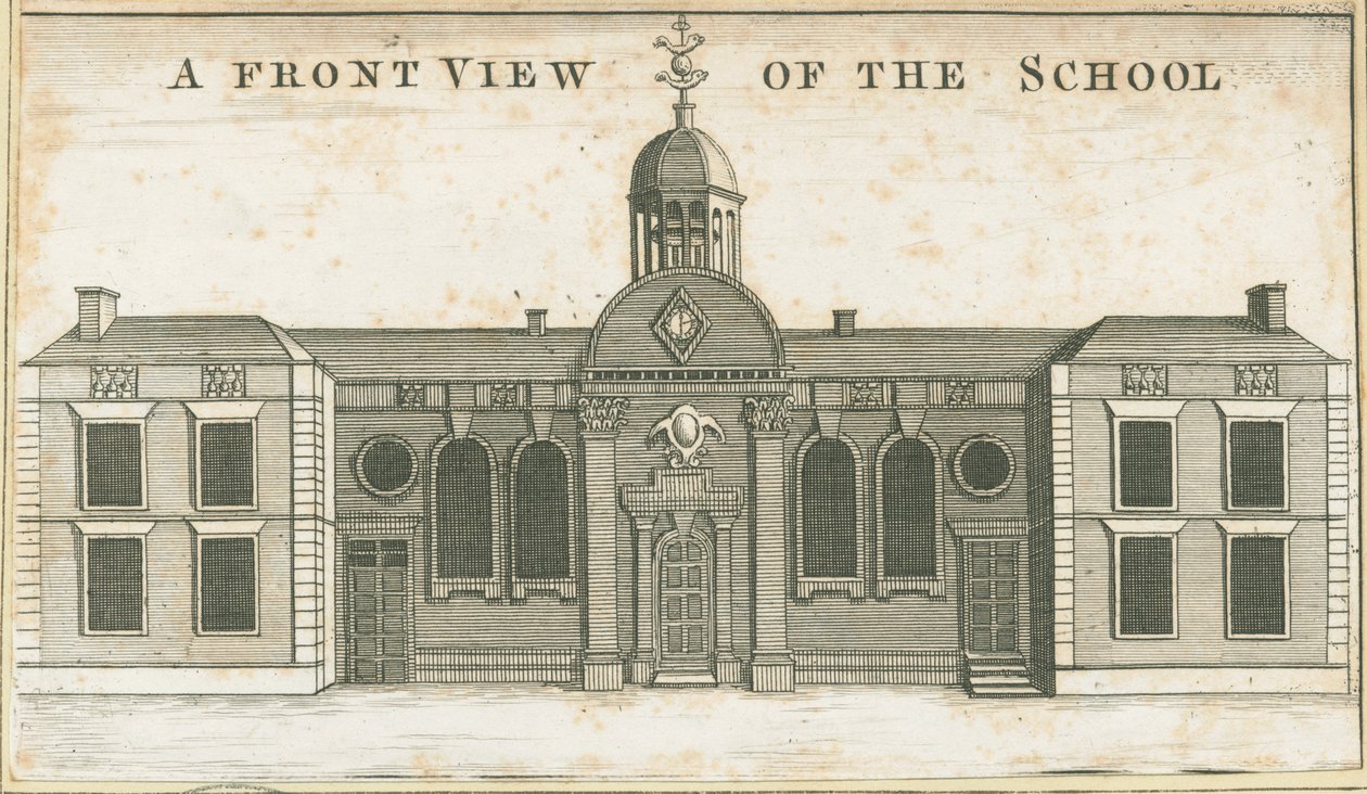 Wolverhampton - Scuola di grammatica: incisione ad acquatinta, nd [c 1751] da School English