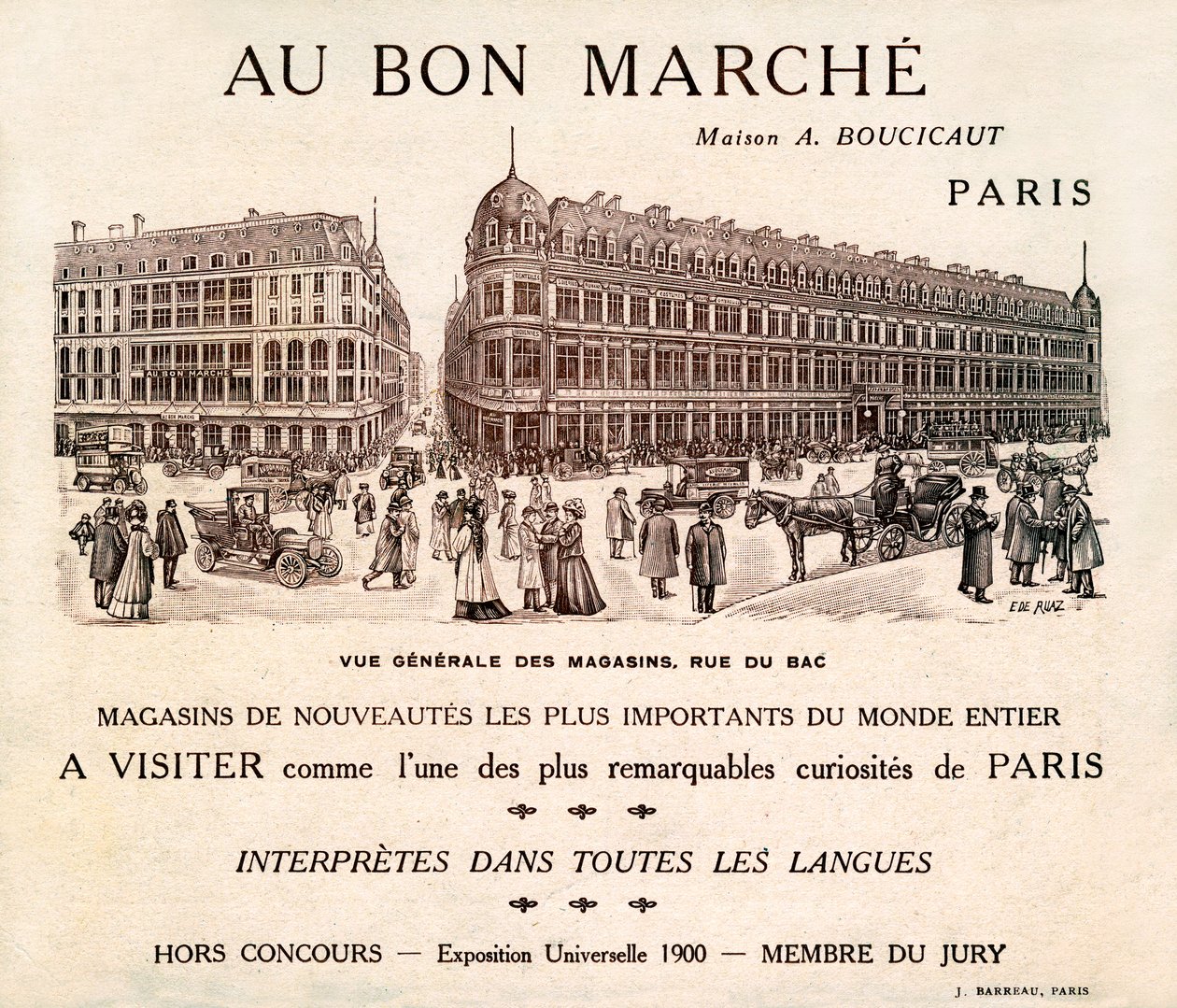 Pubblicità per "Au Bon Marche" in Rue du Bad, Parigi (stampa) da School French